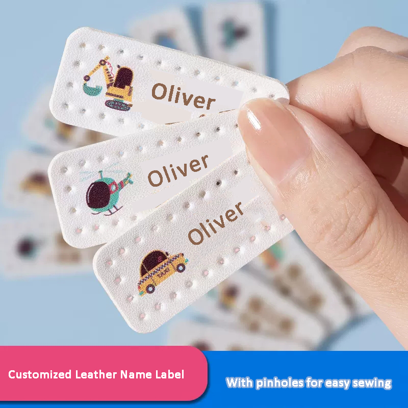 Baby Clothing Labels - Étiquette nominative personnalisée en cuir, découpée